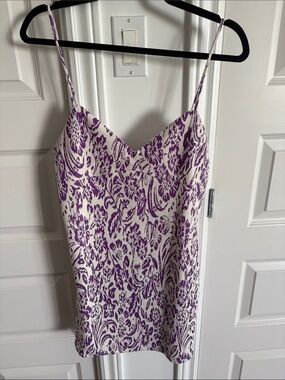 Zara White and Purple Floral Slip Dress